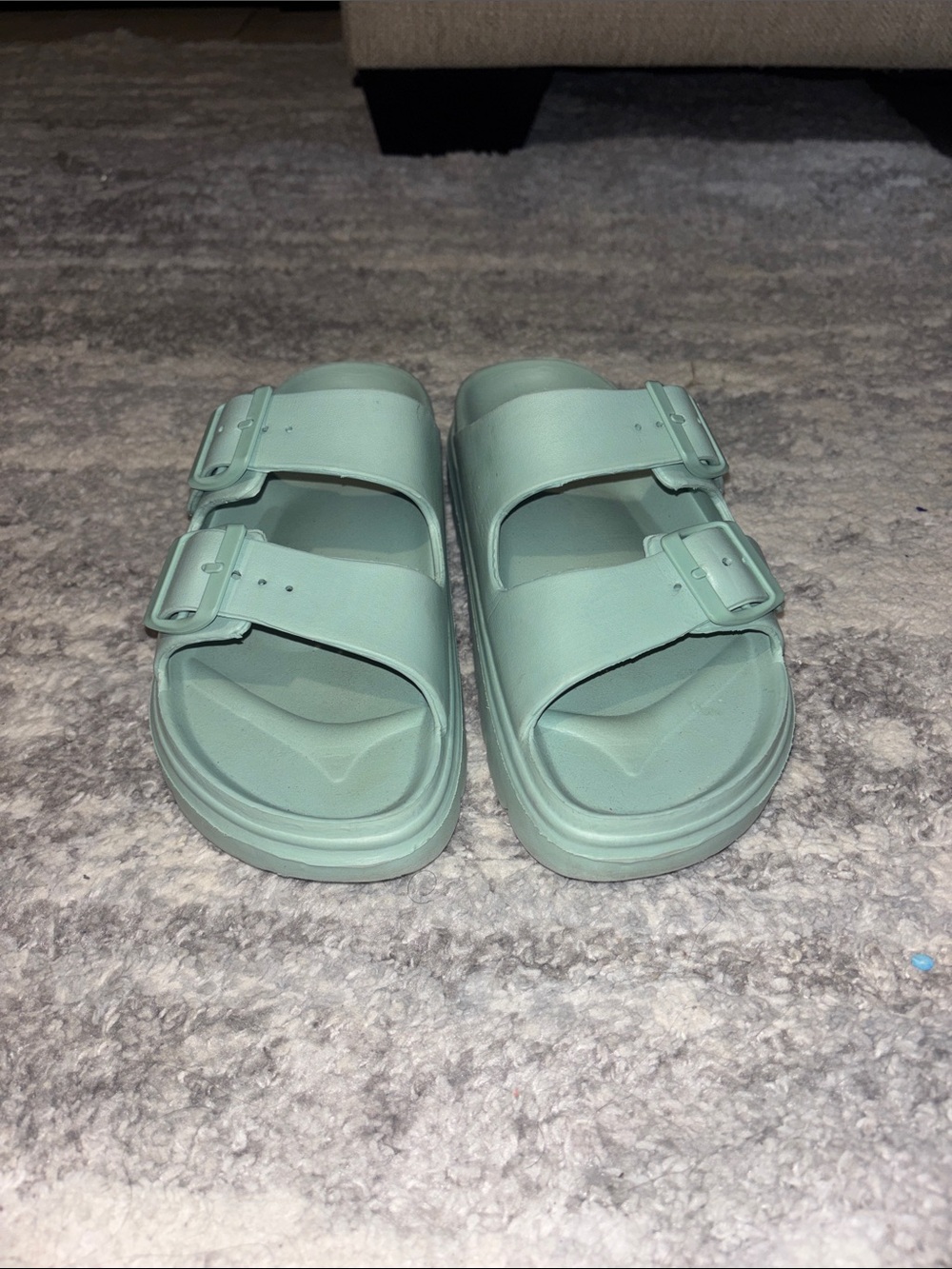 Kids Mint Green Double Strap Slide Sandals